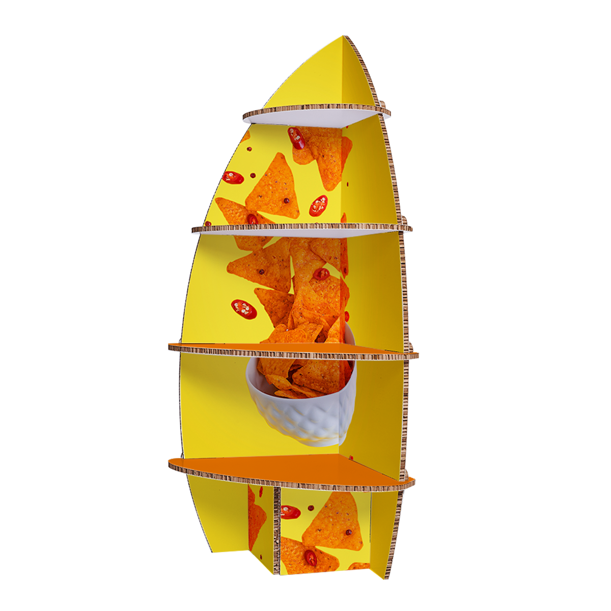 Scaffale in Cartone Alveolare 16 mm - L78 H161 P55 cm - Espositore a Ripiani Vela - Stampa Personalizzata, in 24/48 ore | Stampa e Stampe